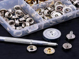 Leather Snap Fasteners Kit, 120 Pcs Metal Button Press Studs with 2 Setter Tools, Leather V1192-AZ-W-17484