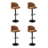 Levede 4x Bar Stool Swivel Gas Lift PU Leather Brown BR1066-2-BRX2