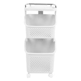 Rolling Laundry Hamper PP ABS Laundry Shelf Clothes Storage Basket Organizer with 4 Wheels for Home V1294-YM0901-3117240250811