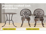 Gardeon 3PC Patio Furniture Outdoor Bistro Set Dining Chairs Aluminium Bronze GB-CALU-3PC-XG1802-BZ