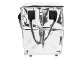 Grocery Bag On Wheels Collapsible Shopping Grocery Bag with Wheels for Laundry Camping Moving Silver V1294-YM0901-3117250215311