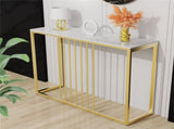 Narrow Console Sofa Entry Table Behind Couch Table Sintered Stone Golden Frame V767-JJ-XZ191-PR-WT-V1