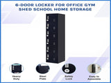 6-Door Locker for Office Gym Shed School Home Storage V63-832751