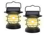 2 Pack Vintage Solar Camping Lantern Rechargeable Dual Panel Hanging Solar Powered Outdoor Lights V1294-YM0901-H49269-2