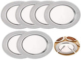 6PCS Stainless Steel Charger Plates, 13" Round Silver Platter Set, Sturdy Dinner Service Tray with V1369-AZ3-W-08861