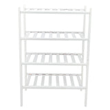 4 Tier Shoe Rack White Stackable Shoes Rack Organizer Multifunctional Bamboo Shoe Rack for Home V1294-YM0521-3117230094411
