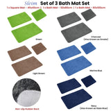 Sleim Set of 3 Bath Mat Set Navy V442-ATX-BATHM-3PCESLEIM-STATEBLUE-SH