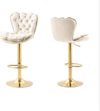 SERENIT Swivel Bars Set of 2 Counter Height Barstools with Back Velvet Upholstered Adjustable V255-GP2210R-IVORY