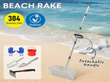 Beach Rake Stainless Steel Sand Flea Rake 140cm Long Detachable Handle and Shark Tooth Wide Sifter V985-BEACHRAKE