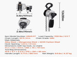 Manual Lever Chain Hoist, 1/2T 500KG Capacity Heavy Duty Come Along, 6M Lift G80 Alloy Steel Chain V952-MNKSBHLHL12T4FWVW001V0