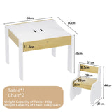 3-Piece Kids Table and Chairs Set in White with Storage, 60x60x48cm V178-59315