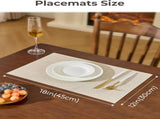 Beige Placemats Set of 6 - Heat Resistant Non-Slip Place mats for Dining Table, Washable Durable PVC V1258-DP02-C-1304