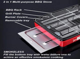 Portable Gas Stove Burner Butane BBQ Camping Gas Cooker With Non Stick Plate Black without Fish Pan V255-JYT-002-BK
