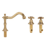 Double Handle Faucet Copper Leakproof Corrosion Resistant Beautiful G1/2 Thread Three Hole Bathroom V1294-YM0715-3112220048611