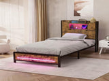 Levede Single Bed Frame Storage Headboard Industrial BF1066-S