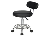 Levede Swivel Office Chair Round Rolling Stools PU Leather Height Adjustable BR1071-BK-M-AU