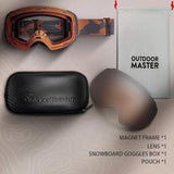 OutdoorMaster Ski Goggles PRO - Frameless, Interchangeable Lens 100% UV400 Protection Snow Goggles V1168-4O-8A3D-SGEA
