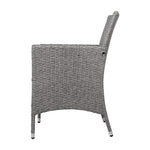 Gardeon 3PC Outdoor Bistro Set Patio Furniture Wicker Setting Chairs Table Cushion Grey ODF-BISTRO-RATTAN-GE