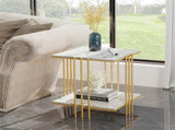 2 Tier End Table Bedside Tables Sintered Stone Nightstand Display Storage Shelf V767-JJ-XZ178-GD