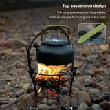 Compact Campfire Grill Iron Foldable Wood Pit Stand With Kettle Hook for Camping Hiking V1189-LC-HW-00378