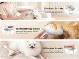 pet dematting comb, cat and dog grooming brush, pet hair remover, dog shedding tool, cat fur V1102-135-24908-WHT-SET