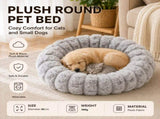 Grey 40cm with Heart-patterned jacquard Plush Round Pet Bed - Soft Donut Cat Bed, Warm Winter Dog V888-ELOSUNG53833