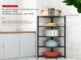 5-Tier Kitchen Corner Shelf Stand - Heavy Duty Carbon Steel Pot & Pan Organiser - Rust Resistant V888-ELOSUNG41026