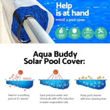 Aquabuddy Pool Cover 500 Micron 11x4.8m Silver Swimming Pool Solar Blanket 5.5m Blue Roller PC-110X48-L-DX-BL-ROLLER-BU