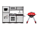 Keezi Kids Kitchen Playset BBQ Grill Toy with Wooden Pretend Play Set 80cm PLAY-WOOD-BBQ-MODERN-BK