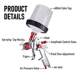 Air HVLP Spray Gun Paint Gun 600CC Gravity Feed Cup 1.4mm 1.7mm 2mm Tip AU Stock V201-SPRAY02RE8AU