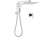 WELS Chrome 2in1 10" Square Rain Shower Head Handheld Spray Diverter Wall Arm Mixer Set V1233-A702ROHS002M4CKSS110KSQ201CR
