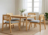 Levede Dining Chair Wood Rattan Armless Natural x4 CH1144-2-NTX2