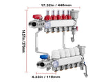 5-Branch Heat Manifold, 1/2" PEX Tubing Manifold, Stainless Steel PEX Manifold for Hydronic V952-DRFSQBXG5HLGXT75CV0