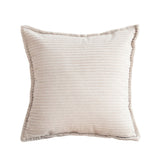 SOGA 45cm Beige Warm Wood Tone & Wabi-sabi Striped Corduroy Square Throw Pillow FRENCHCUSHION236