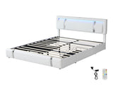 Levede King Bed Frame Leather Headboard RGB 2 Drawers BF1069-K