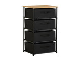 CARLA HOME 4 Drawer Fabric Storage Dresser - Steel Frame - Black - Storage Rack - Rustic V178-36406