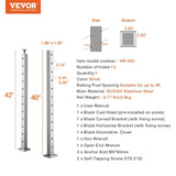 VEVOR Cable Railing Post, 42" x 2" x 2" Steel 30&deg; Angled Hole Stair Railing Post, 12 Pre-Drilled V952-1JZLGZ1067556VUN5V0
