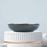 3 Pieces Reactive Glazed Ceramic Organic Fine Dinner Set with Plate and Bowl EARTHY AQUA V274-HA-LA-P0024301-BU