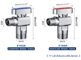 SUBMARINE Angle Stop Valve, Brass Material, 1/2'' Inlet and Outlet Caliber, 1/4 Turn Shut Off Valve, V1192-AZ-W-2663