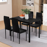 Artiss Dining Chairs and Table Dining Set 4 Chair Set Of 5 Black DINING-B-M-T105-BK-AB