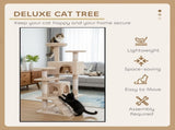 CARLA HOME 134cm Cat Tree Tower for Indoor Cats with Plush Perches, Dual Condos, Natural Sisal V178-36392
