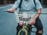 White Bike Handlebar Basket for Secure Storage and Convenient Ride, and Versatile Design V1192-AZ-W-32953