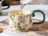 2X High-Fired Ceramic Porcelain Mug Set with Lid 400ml Vintage Floral Tea Spoon GREEN V274-HA-LA-P0024826-MUT
