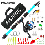 Luya rod 70.86in telescopic fishing rod without spinning wheel fishing set,blue V1363-OS-20-BLUE