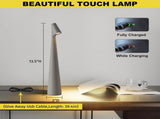 Portable LED Table Lamp 13.5" H Touch Control, 3 Brightness Levels, Rechargeable Desk Light for V1107-CS-GJTDHU