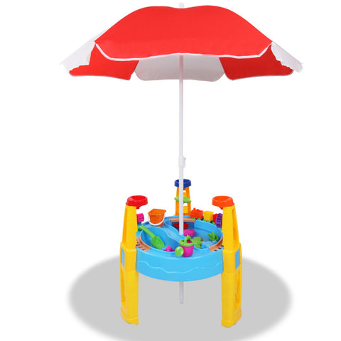 Keezi Kids Sandpit Pretend Play Set Water Sand Table Children Outdoor Toy Umbrella PLAY-UMBRELLA-BU