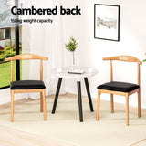 Artiss 2x Dining Chairs Rubber Wood Leather Seat Black MO-DIN-B-02-PU-BKX2