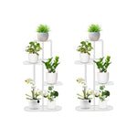 SOGA 2X 4 Tier 5 Pots White Metal Plant Rack Flowerpot Storage Display Stand Holder Home Garden FPOTH40X2