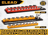 ELEAD 2Pc Magnetic Socket Organizer Set 1/2" SAE & Metric Holder Storage Tray V465-70032