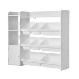 VEVOR 4-Tier Kids Toy Storage and Bookshelf with 8 Flexible Plastic Bins White V952-JJZHKFSWJSNXCEC1P001V0